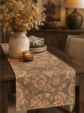 COST PLUS WORLD MARKET Floral and Striped Cotton Runner #0730254